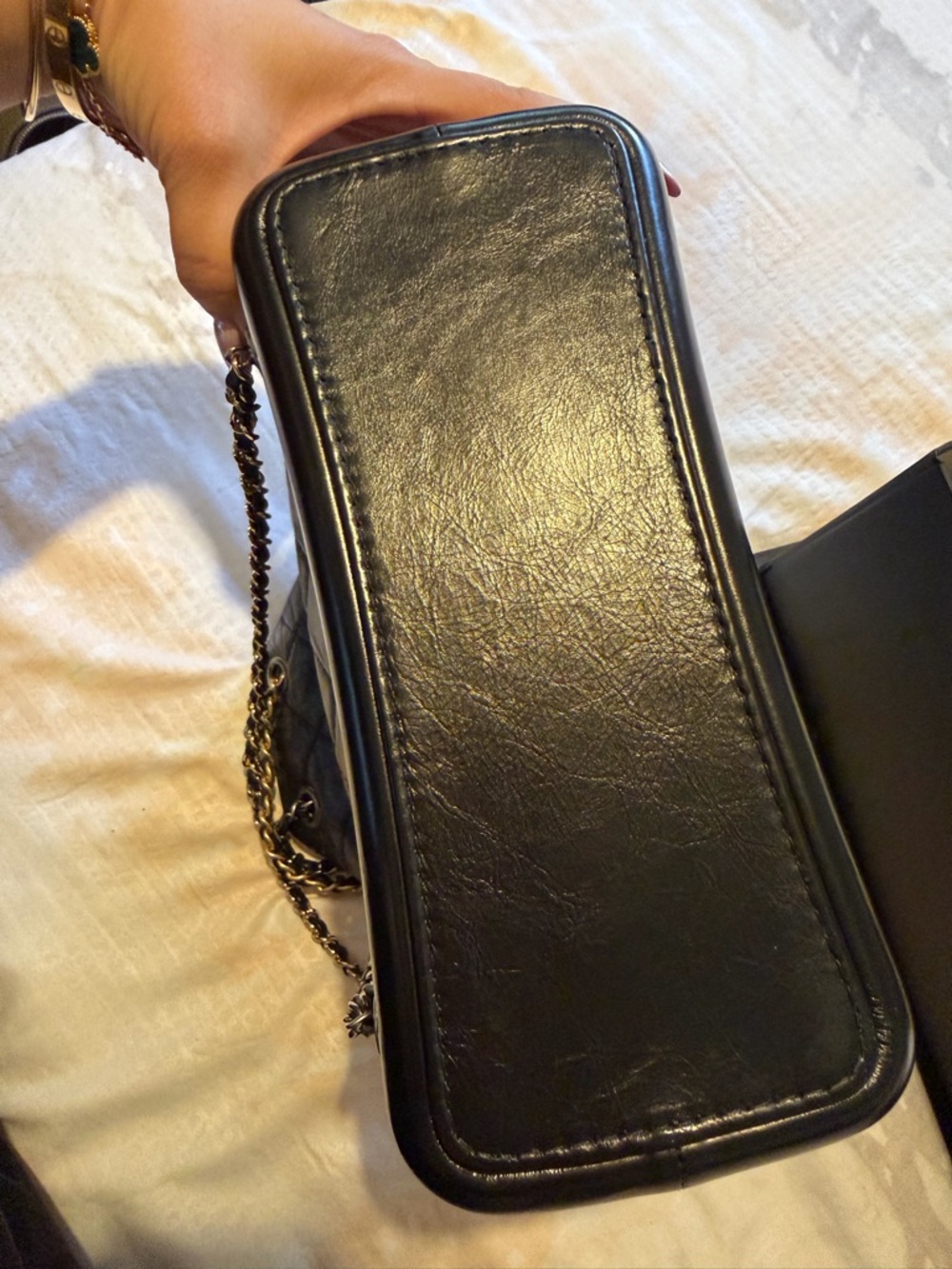 CHANEL Gabrielle Black Quilted Lambskin Drawstring Bucket Bag with Chain Strap - Picture 5 of 9